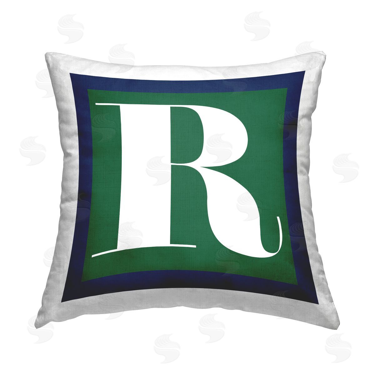 Stupell Studio Green R Name Initial Printed Plush Polyester Throw Pillow