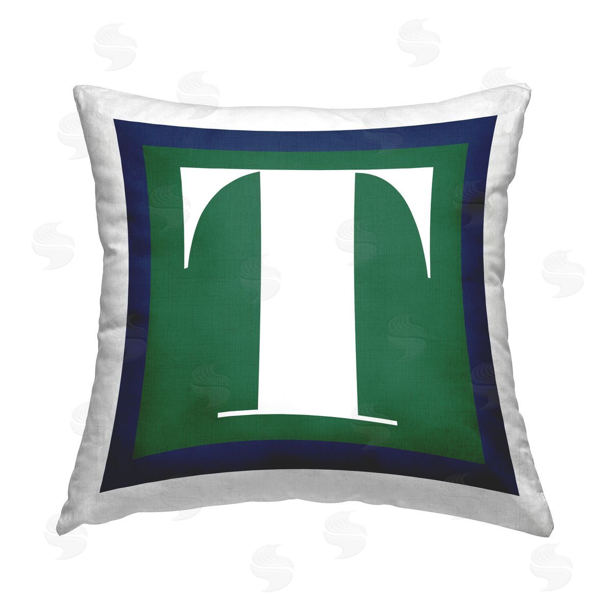Stupell Studio Green T Alphabet Letter Printed Plush Polyester Throw Pillow