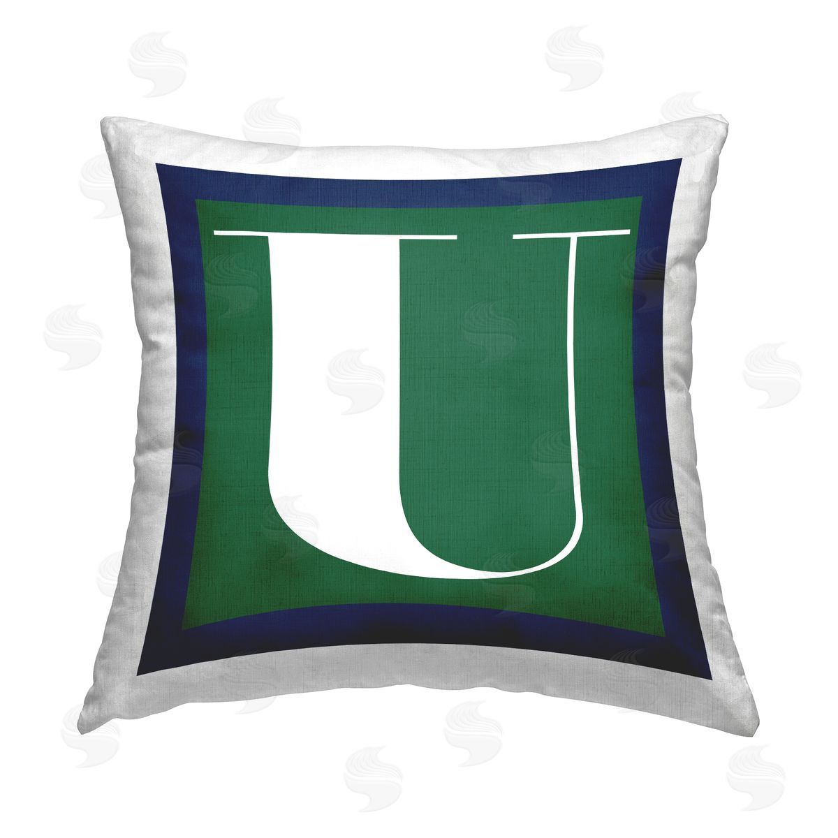 Stupell Studio Green U Name Initial Printed Plush Polyester Throw Pillow