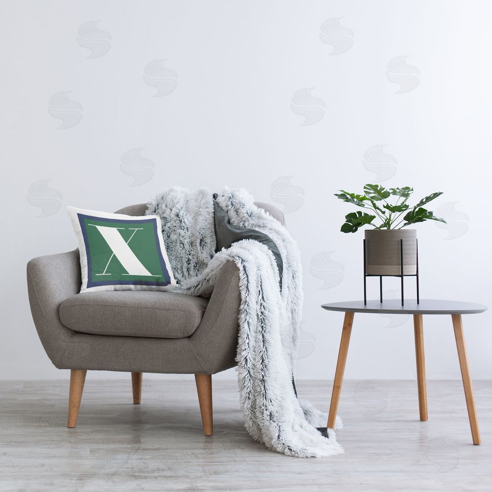 Stupell Studio Green X Alphabet Letter Printed Plush Polyester Throw Pillow On Chair