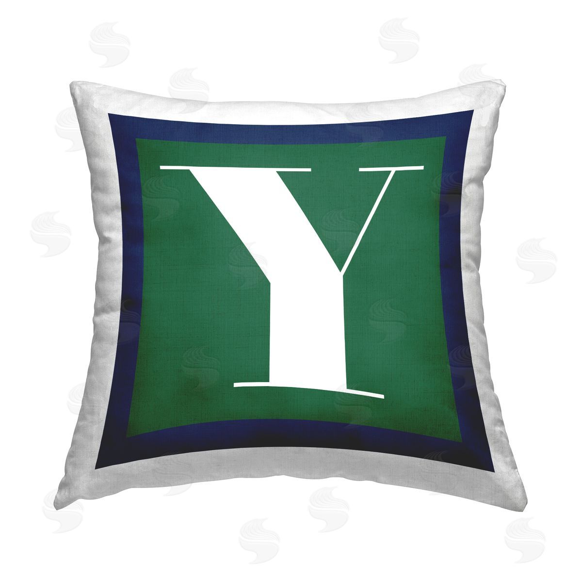 Stupell Studio Green Y Letter Initial Printed Plush Polyester Throw Pillow