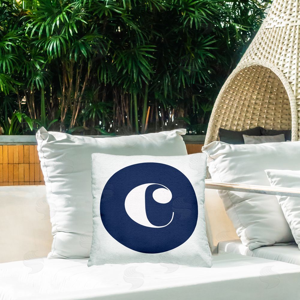 Stupell Studio Blue C Name Initial Outdoor Quick-Dry Polyester Printed Throw Pillow in Back Yard