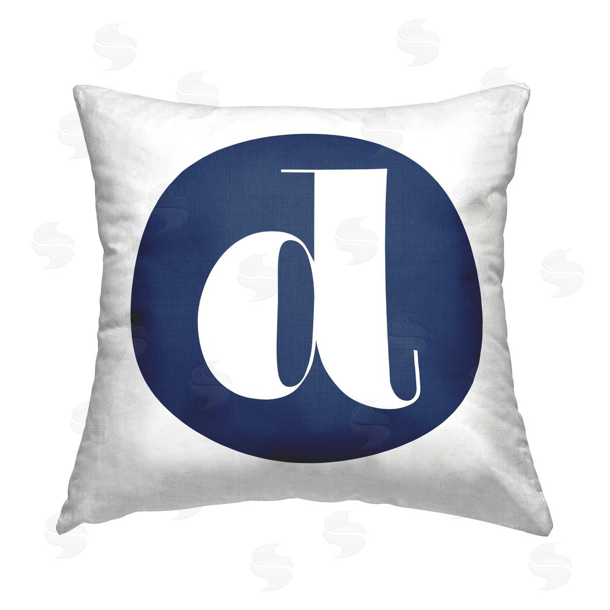 Stupell Studio Blue D Lowercase Initial Printed Plush Polyester Throw Pillow
