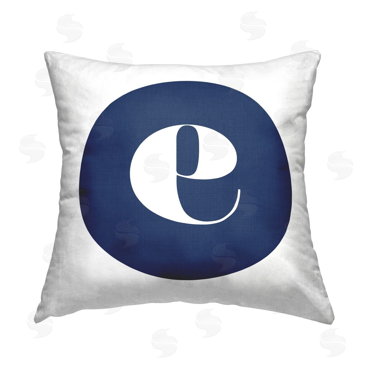 Stupell Studio Blue E Letter Initial Printed Plush Polyester Throw Pillow