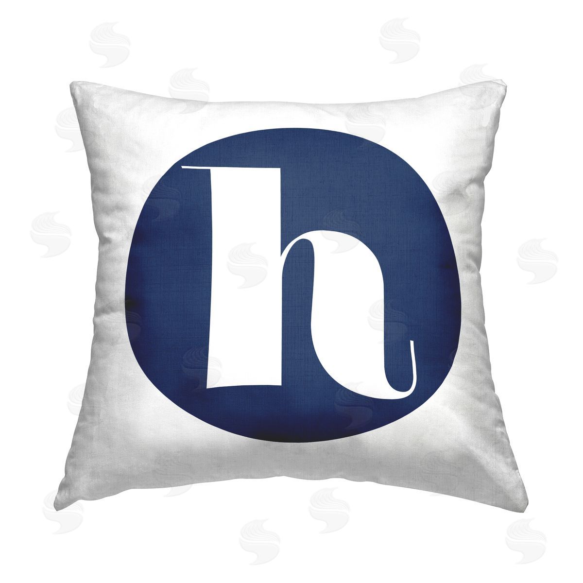 Stupell Studio Blue H Lowercase Letter Printed Plush Polyester Throw Pillow