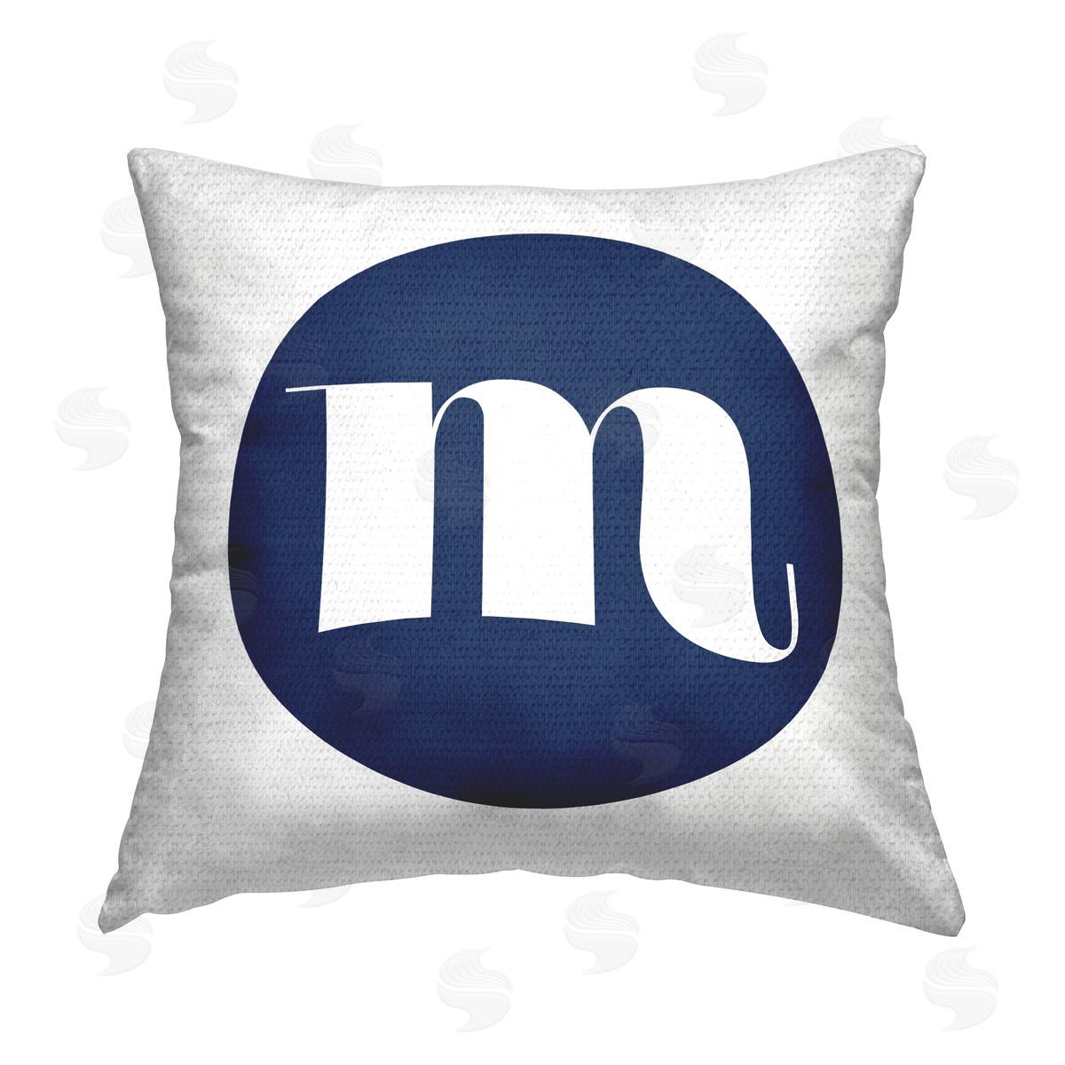 Stupell Studio Blue M Name Initial Outdoor Quick-Dry Polyester Printed Throw Pillow