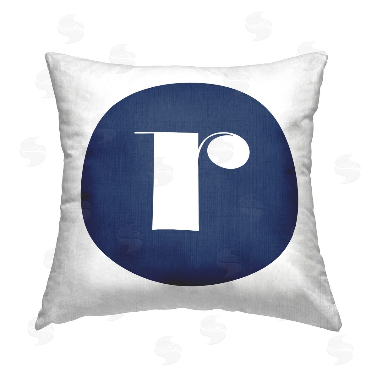 Stupell Studio Blue R Letter Initial Printed Plush Polyester Throw Pillow