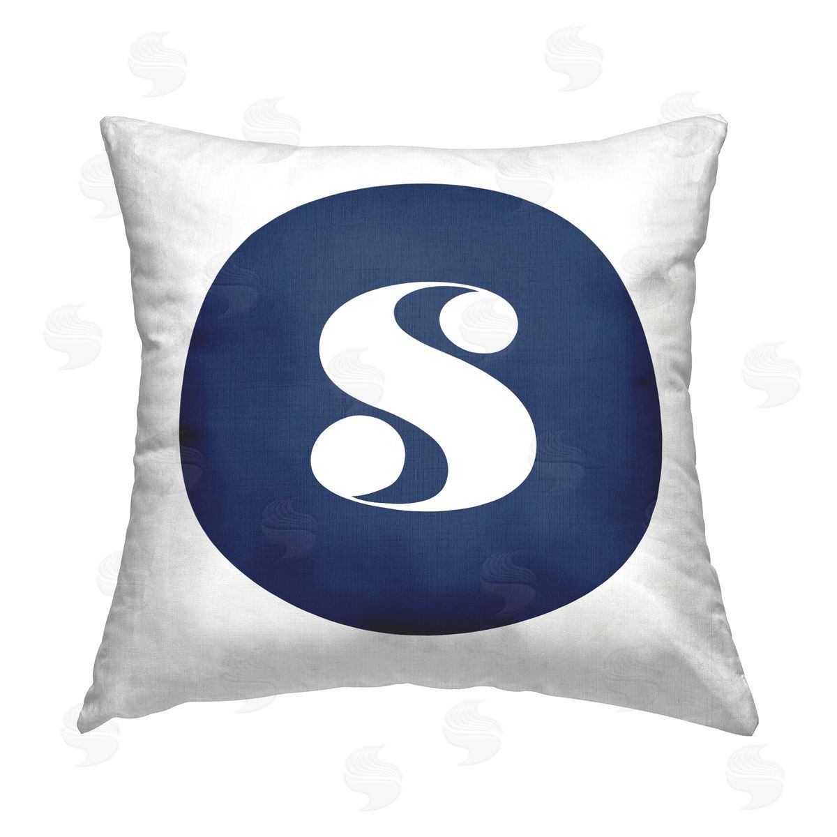 Stupell Studio Blue Lowercase S Initial Printed Plush Polyester Throw Pillow