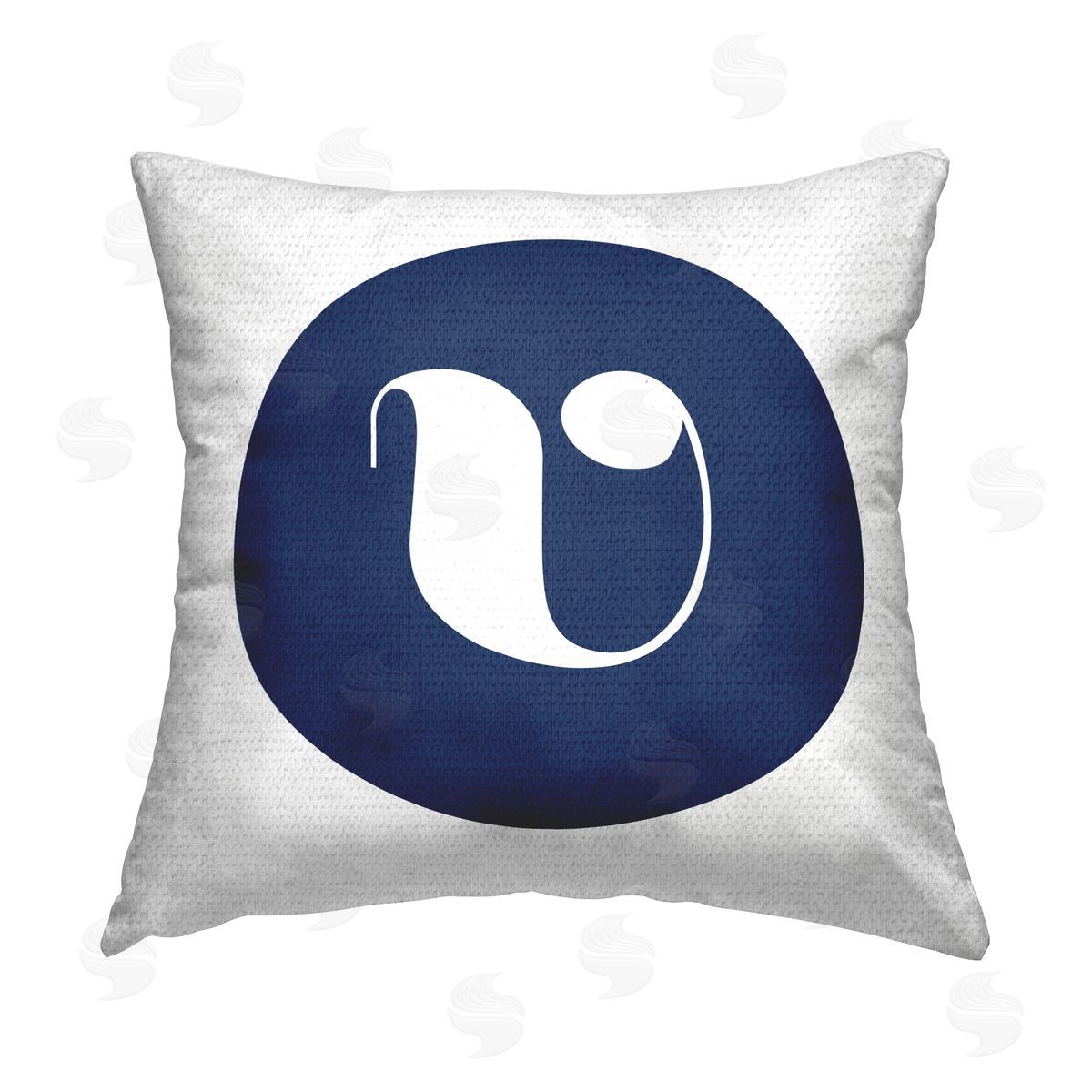 Stupell Studio Blue Lowercase V Initial Outdoor Quick-Dry Polyester Printed Throw Pillow