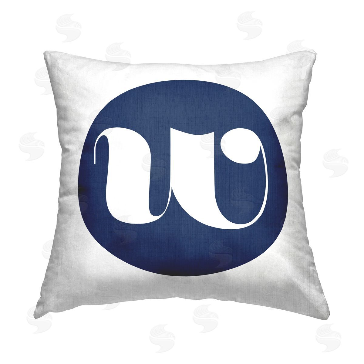 Stupell Studio Blue W Name Initial Printed Plush Polyester Throw Pillow