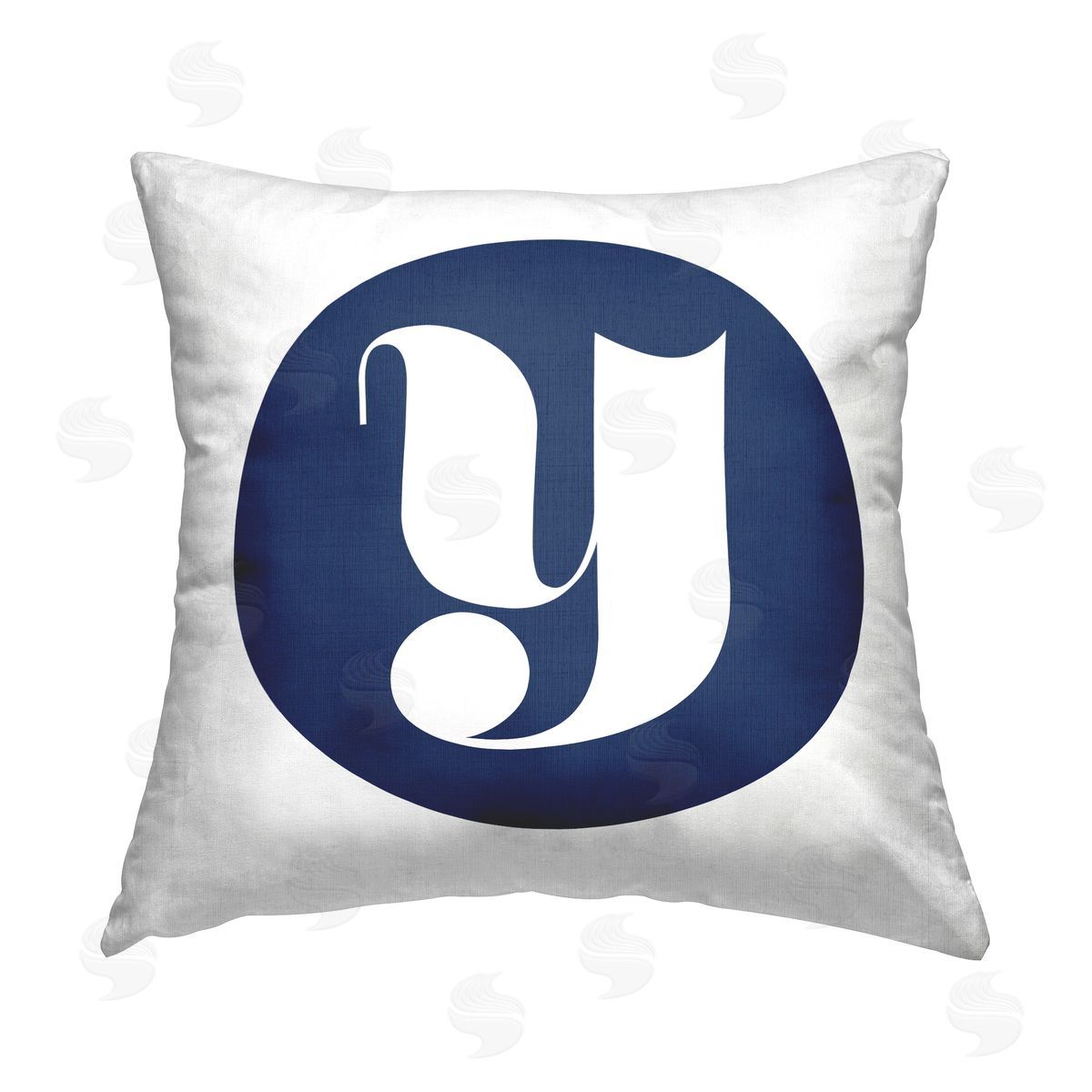Stupell Studio Blue Y Name Initial Printed Plush Polyester Throw Pillow