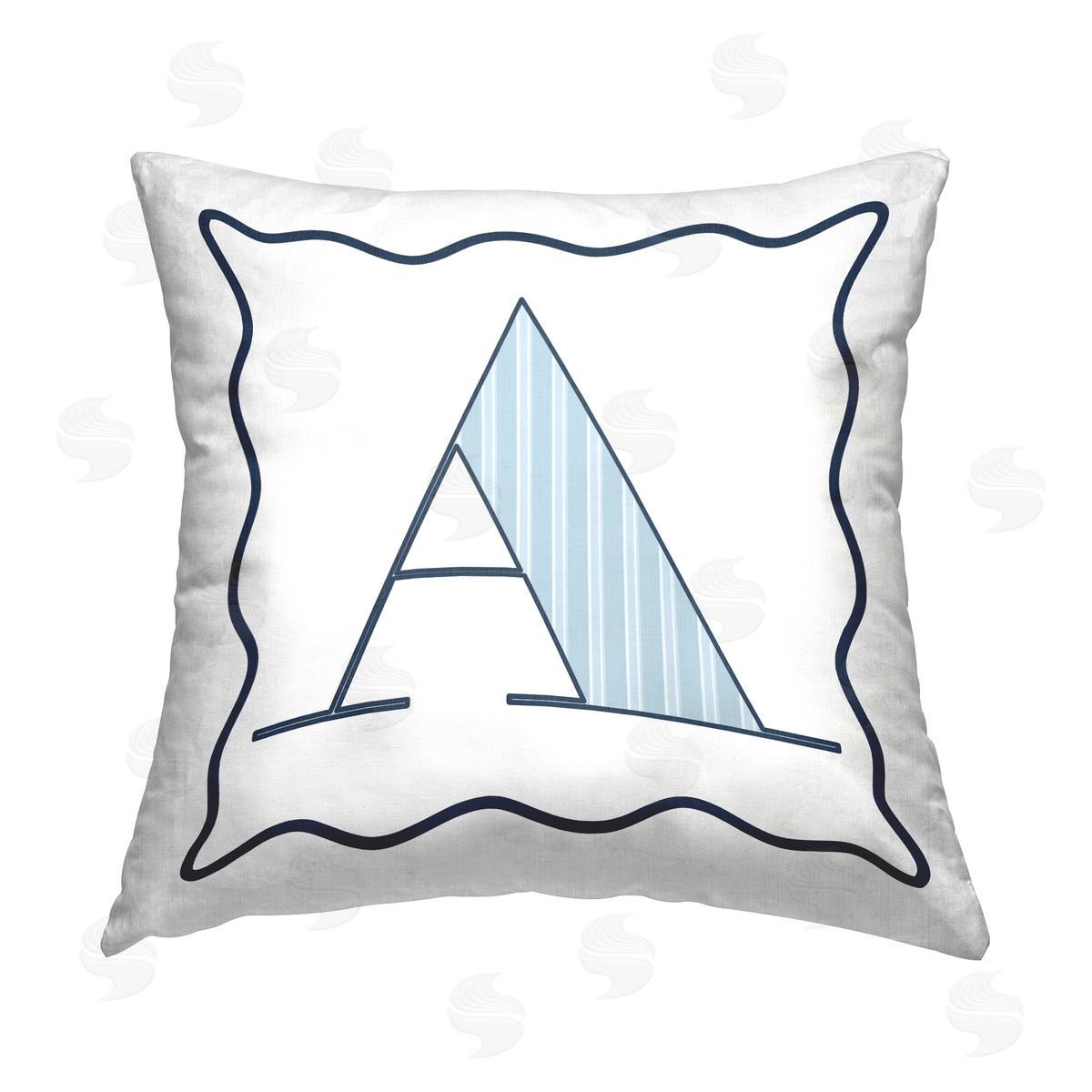 Stupell Studio Blue Patterned A Initial Printed Plush Polyester Throw Pillow