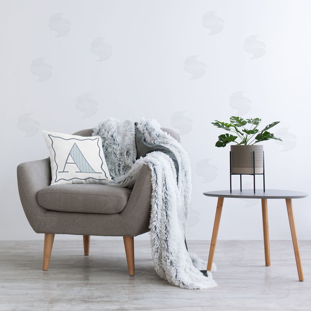 Stupell Studio Blue Patterned A Initial Printed Plush Polyester Throw Pillow On Chair