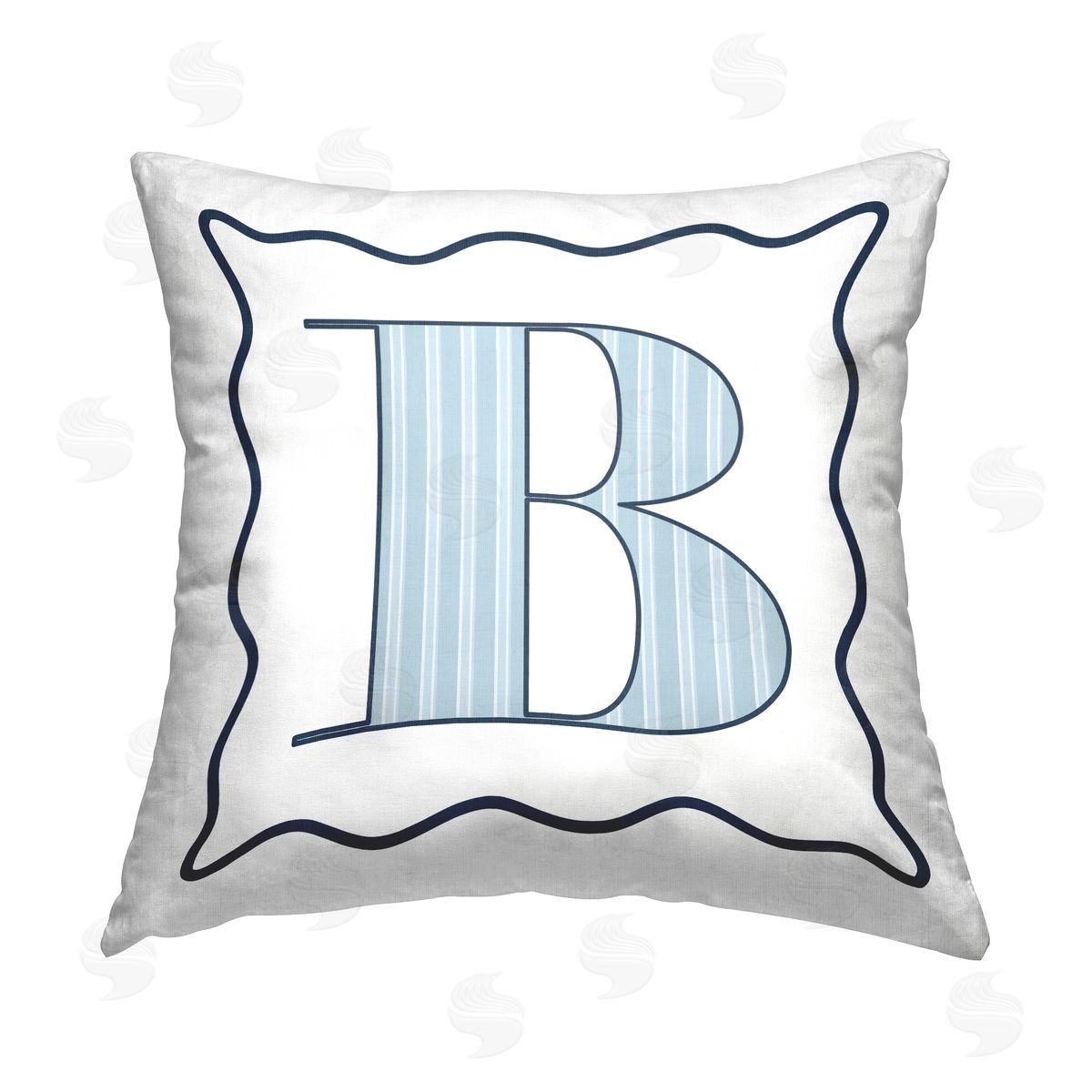Stupell Studio Blue B Patterned Latter Printed Plush Polyester Throw Pillow