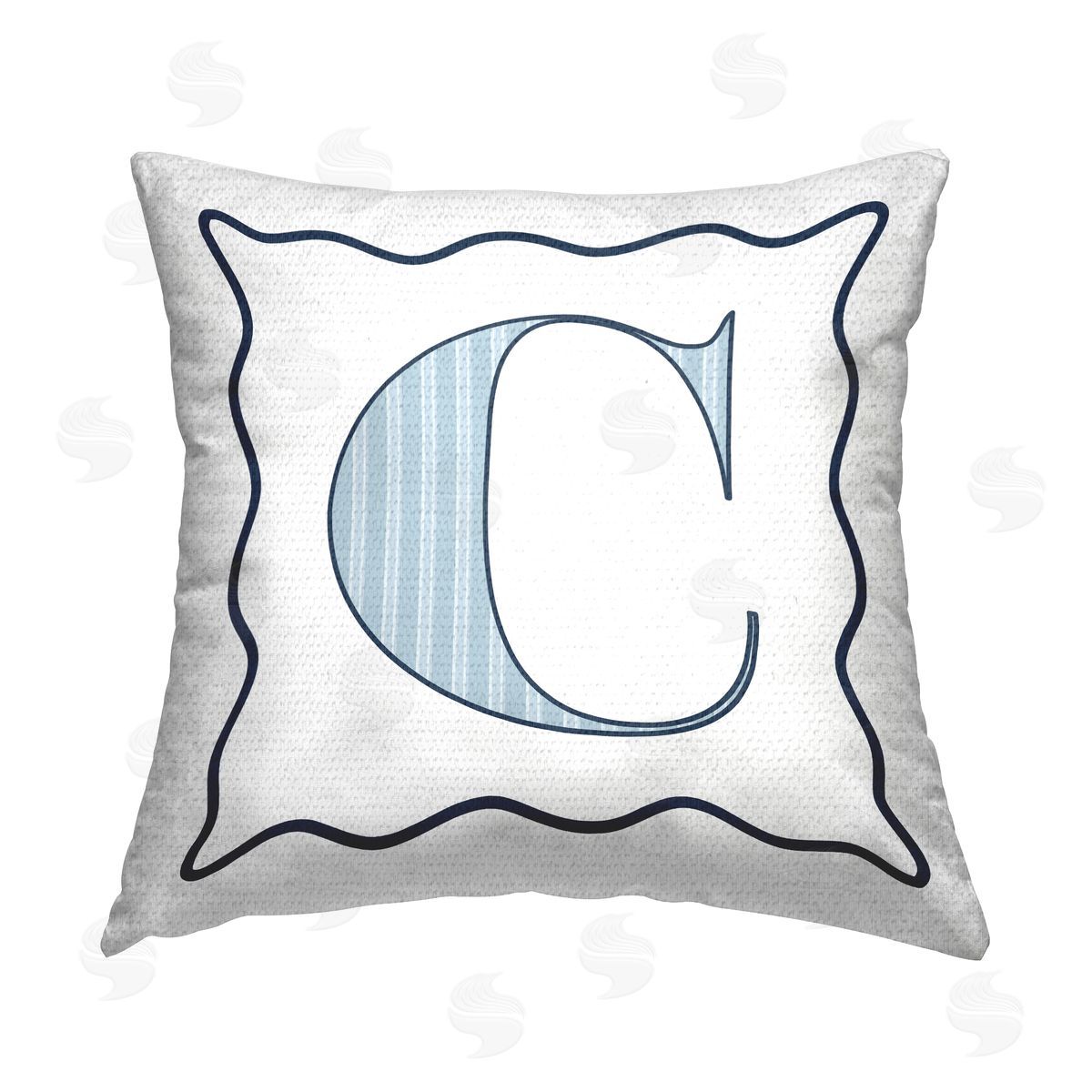 Stupell Studio Blue C Striped Letter Outdoor Quick-Dry Polyester Printed Throw Pillow
