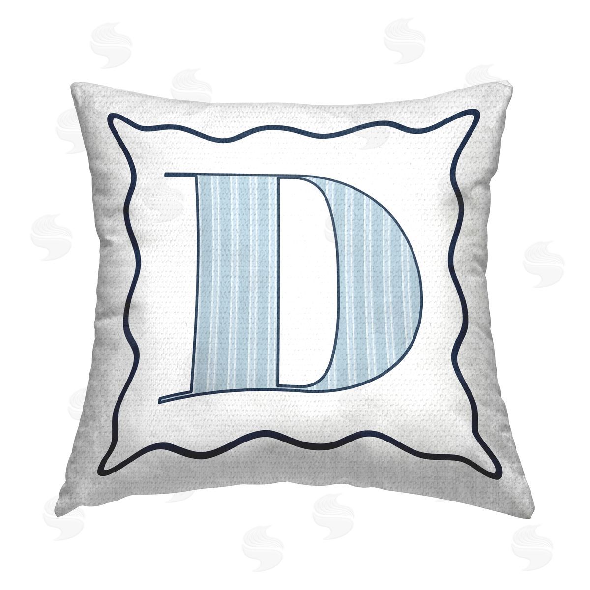 Stupell Studio Blue Striped D Letter Outdoor Quick-Dry Polyester Printed Throw Pillow