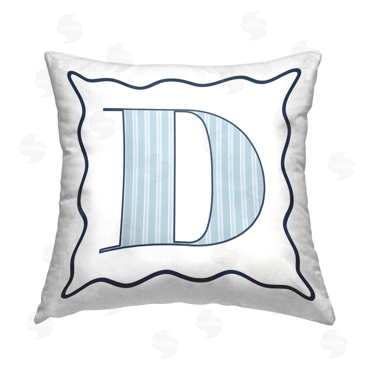 Stupell Studio Blue Striped D Letter Printed Plush Polyester Throw Pillow