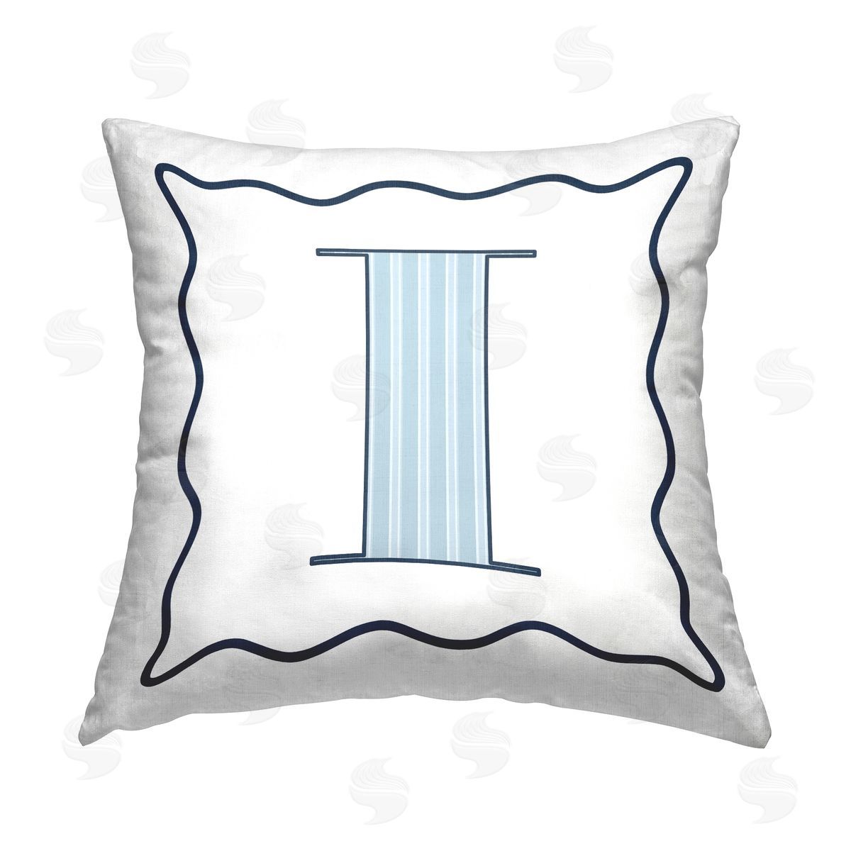 Stupell Studio Blue Patterned I Letter Printed Plush Polyester Throw Pillow