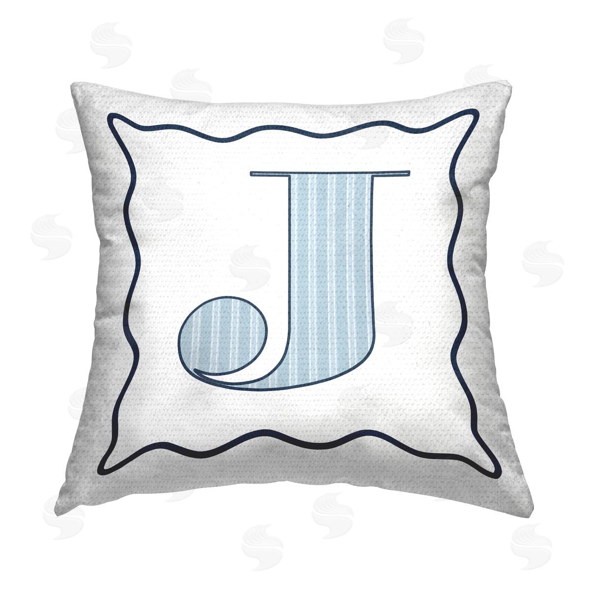 Stupell Studio Blue J Patterned Letter Outdoor Quick-Dry Polyester Printed Throw Pillow