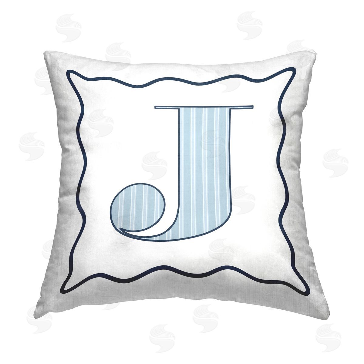 Stupell Studio Blue J Patterned Letter Printed Plush Polyester Throw Pillow