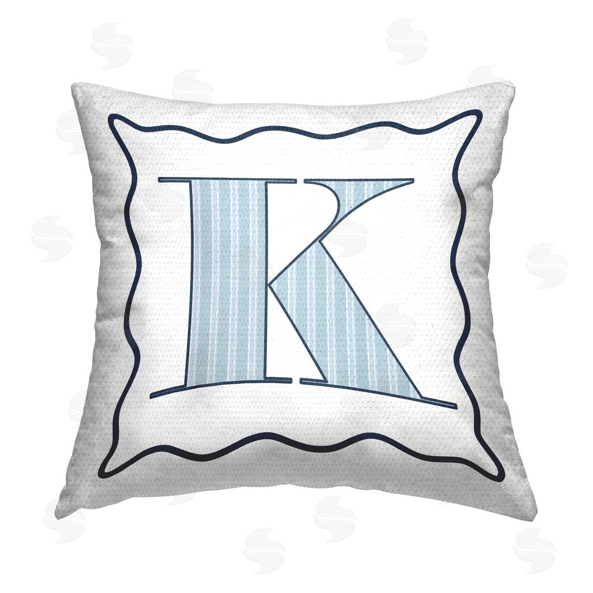 Stupell Studio Blue K Patterned Initial Outdoor Quick-Dry Polyester Printed Throw Pillow