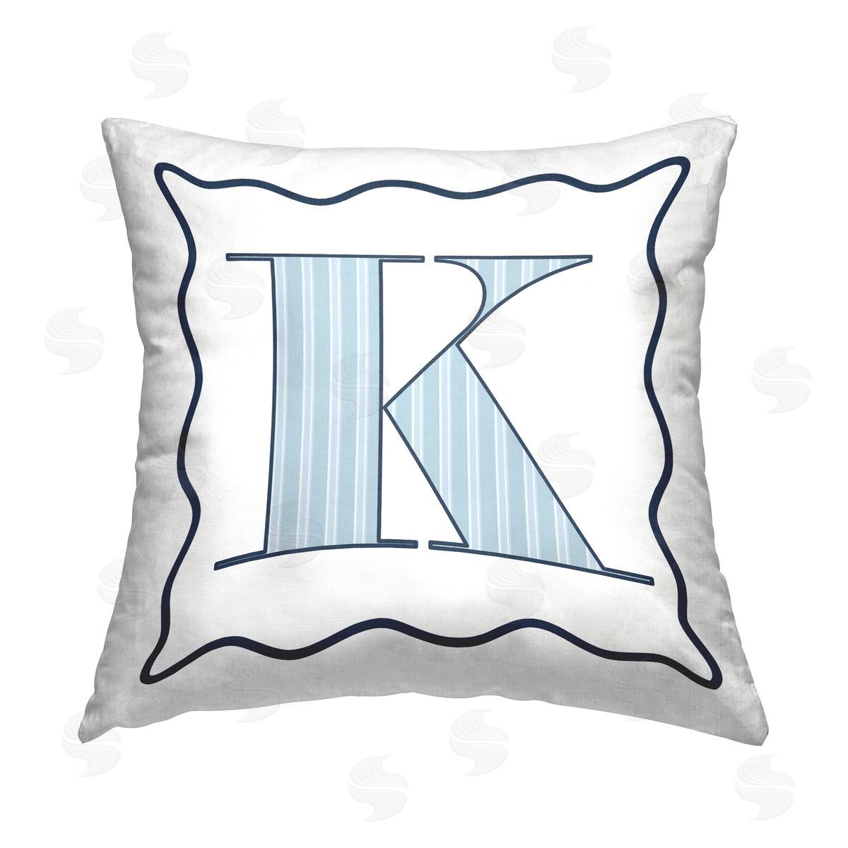 Stupell Studio Blue K Patterned Initial Printed Plush Polyester Throw Pillow