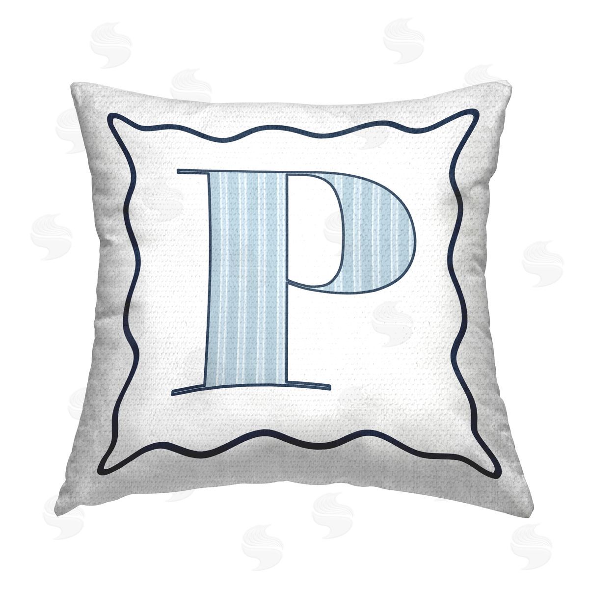Stupell Studio Blue Striped P Initial Outdoor Quick-Dry Polyester Printed Throw Pillow