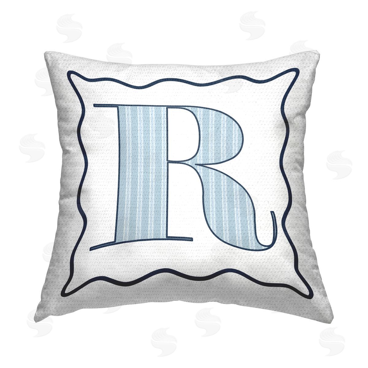 Stupell Studio Blue Striped R Letter Outdoor Quick-Dry Polyester Printed Throw Pillow