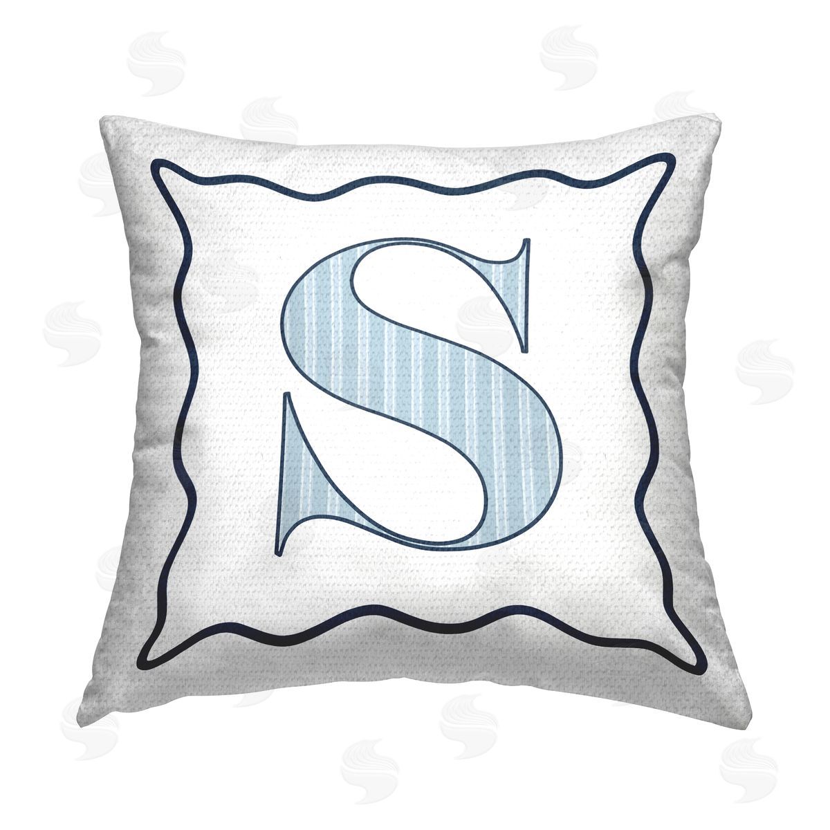 Stupell Studio Blue S Striped Initial Outdoor Quick-Dry Polyester Printed Throw Pillow