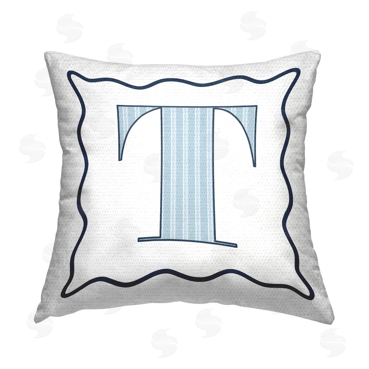 Stupell Studio Blue T Striped Letter Outdoor Quick-Dry Polyester Printed Throw Pillow