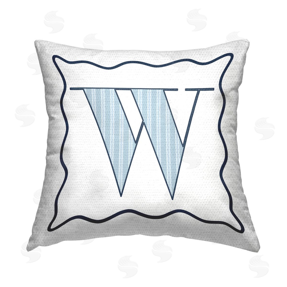 Stupell Studio Blue Striped W Initial Outdoor Quick-Dry Polyester Printed Throw Pillow