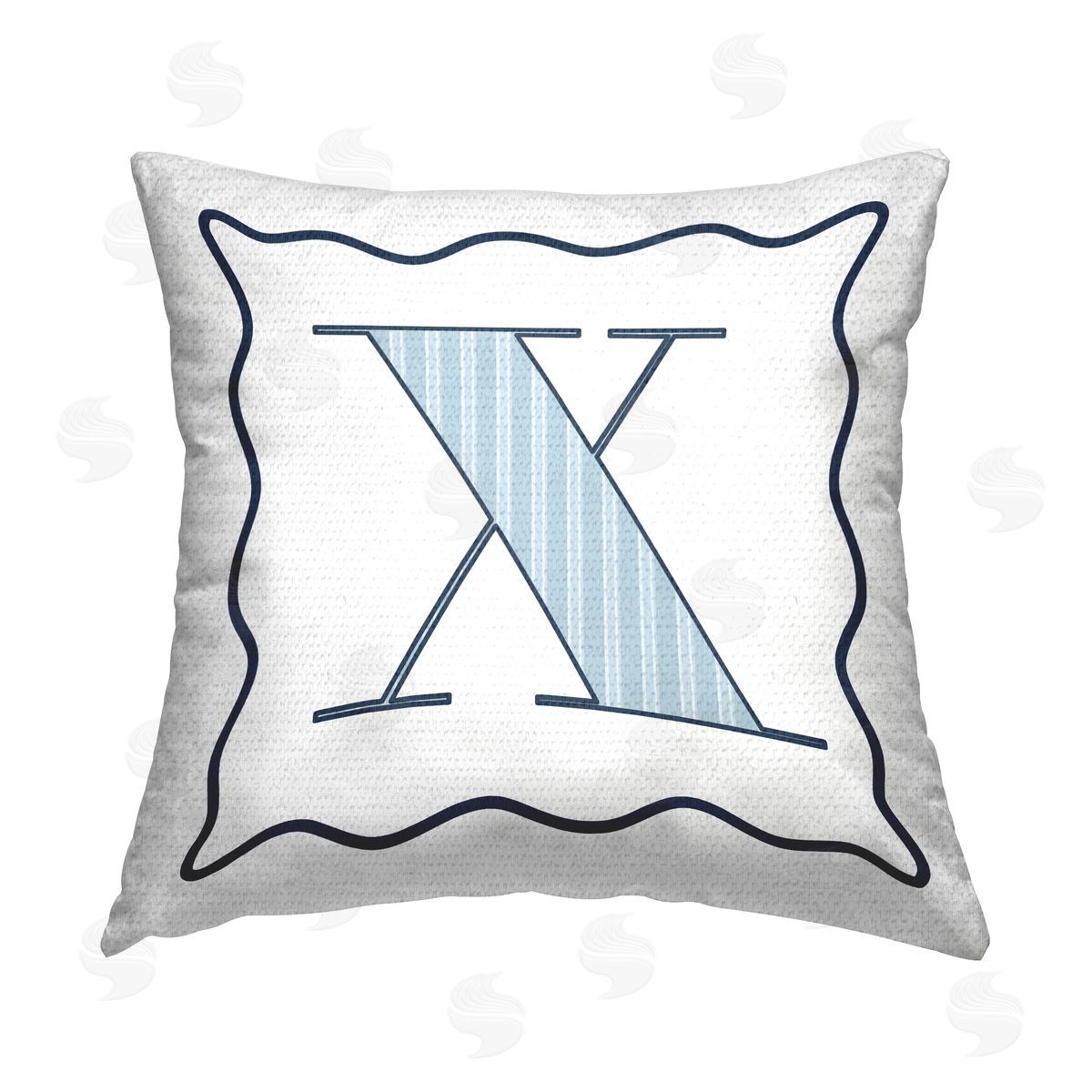 Stupell Studio Blue Patterned Letter X Outdoor Quick-Dry Polyester Printed Throw Pillow