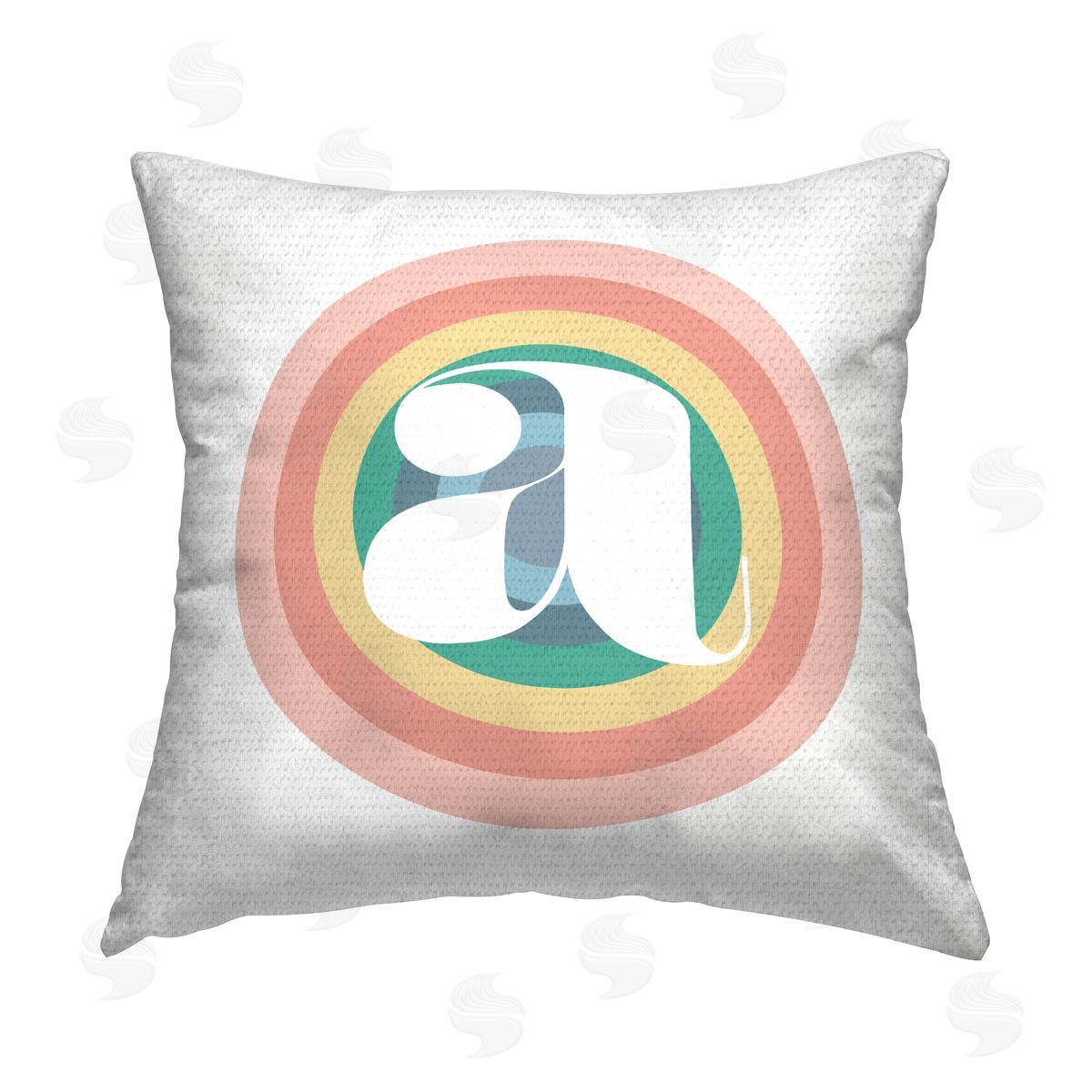 Stupell Studio Rainbow Name Initial A Outdoor Quick-Dry Polyester Printed Throw Pillow