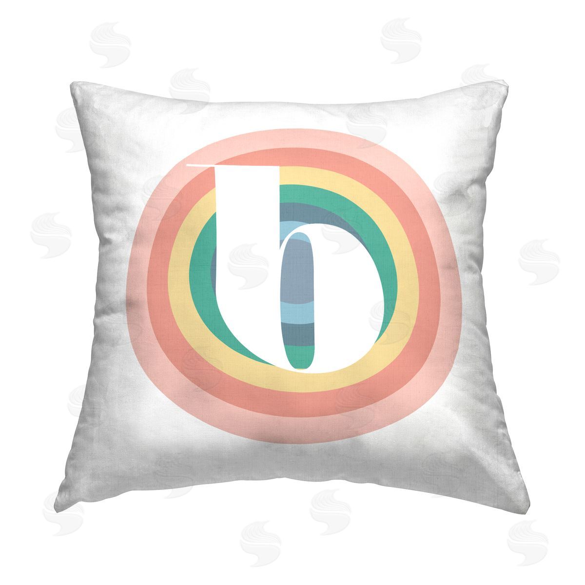 Stupell Studio Rainbow B Name Initial Printed Plush Polyester Throw Pillow