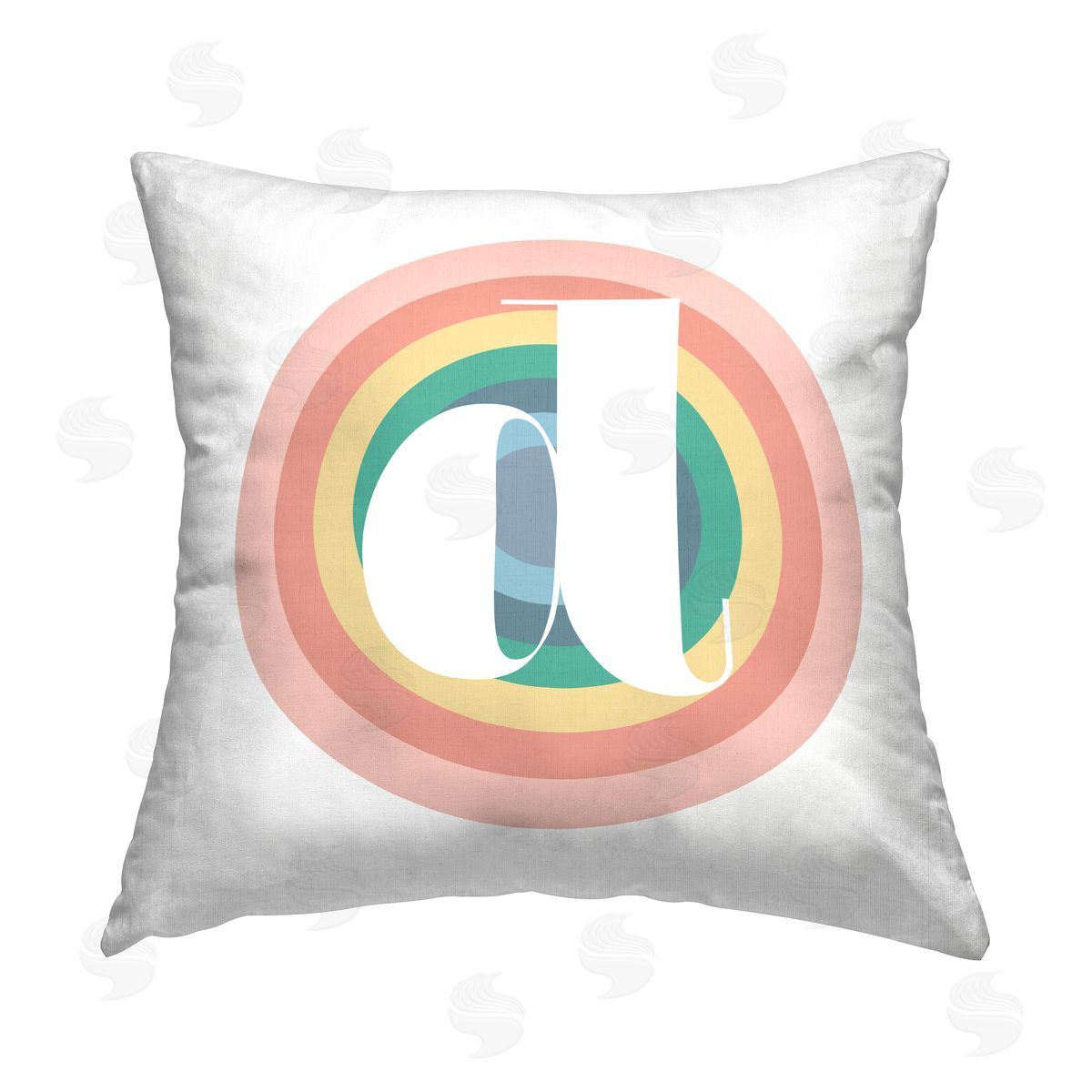 Stupell Studio Rainbow D Name Initial Printed Plush Polyester Throw Pillow