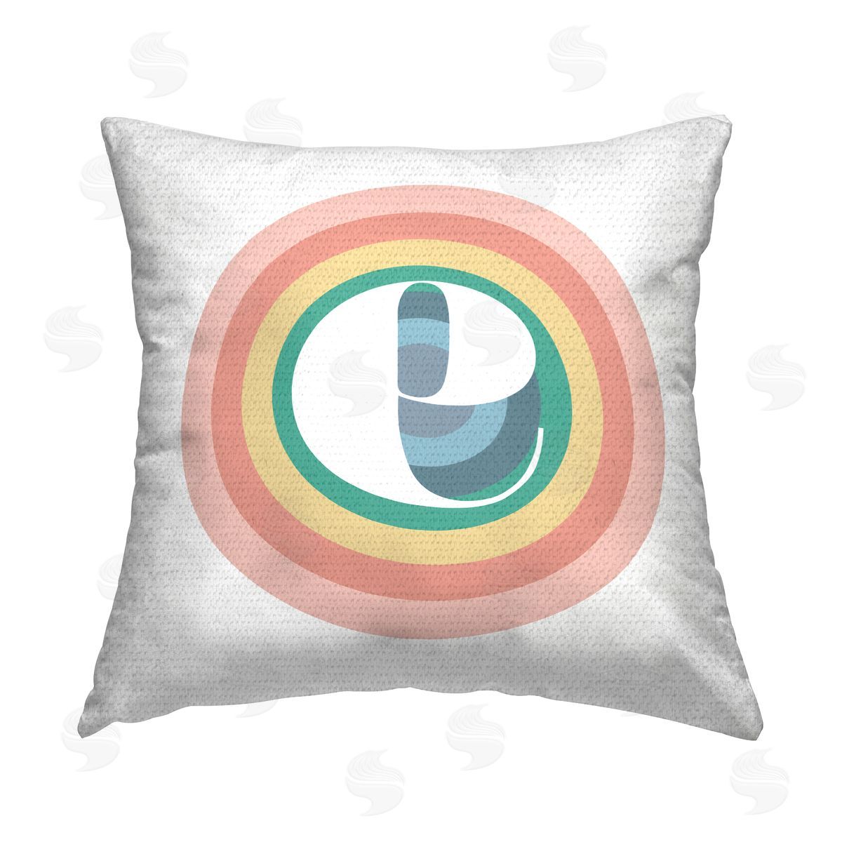 Stupell Studio Rainbow E Name Initial Outdoor Quick-Dry Polyester Printed Throw Pillow