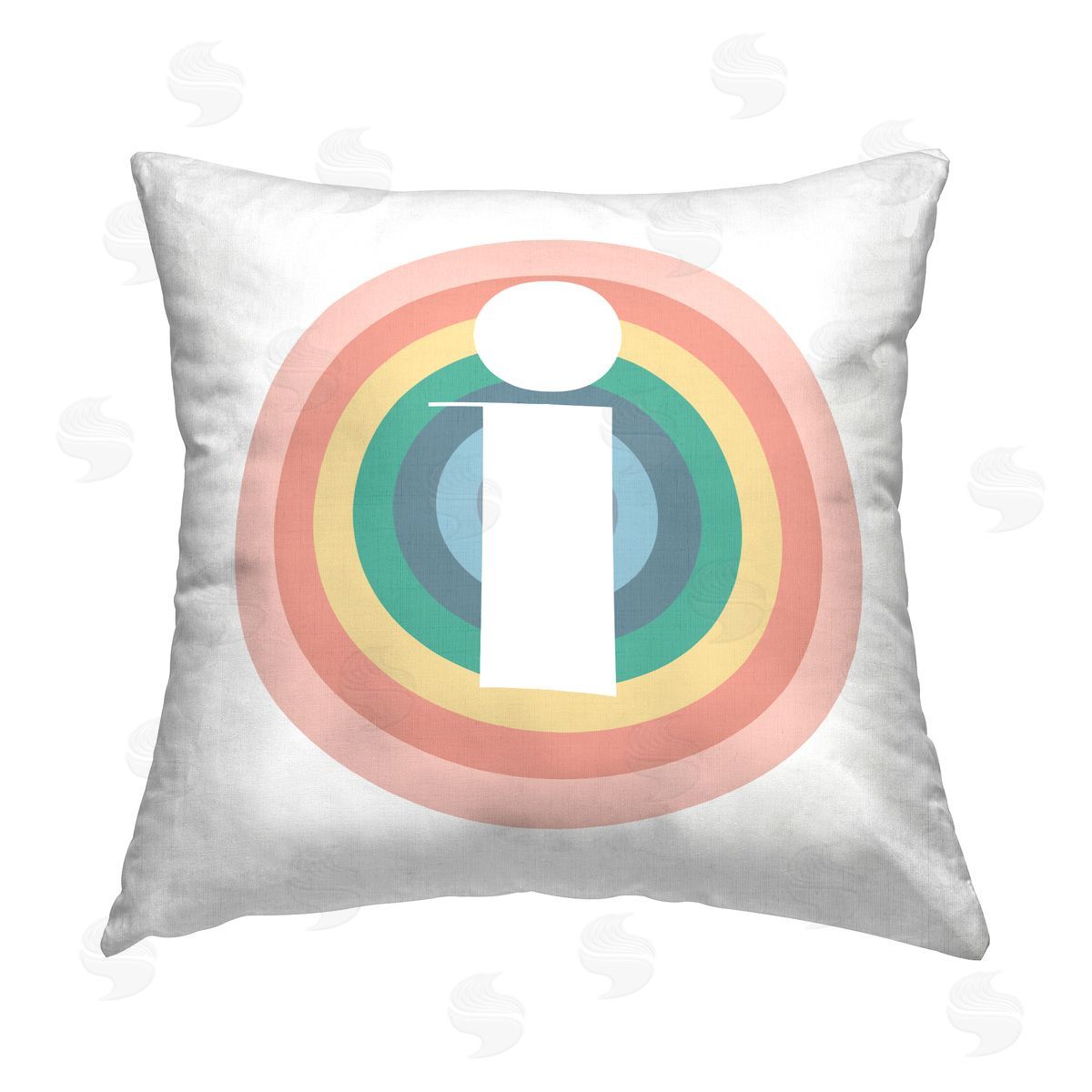 Stupell Studio Rainbow I Letter Initial Printed Plush Polyester Throw Pillow