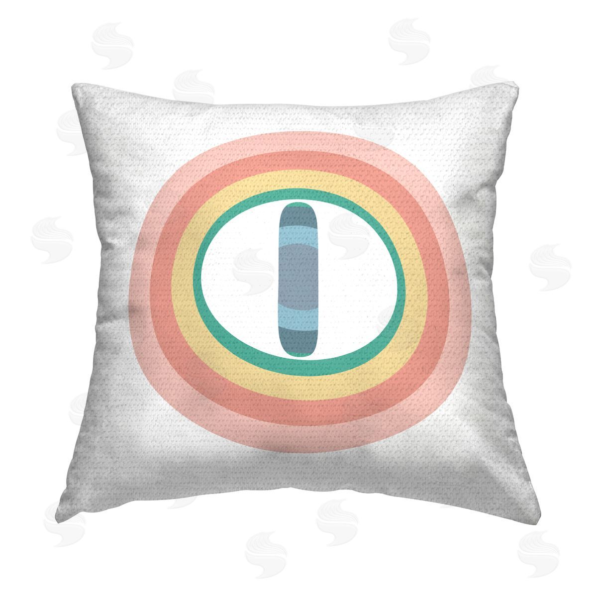Stupell Studio Rainbow O Initial Outdoor Quick-Dry Polyester Printed Throw Pillow