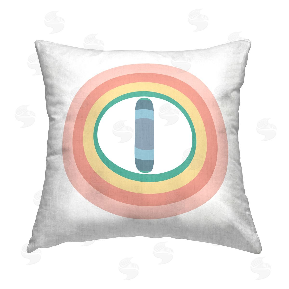 Stupell Studio Rainbow O Initial Printed Plush Polyester Throw Pillow