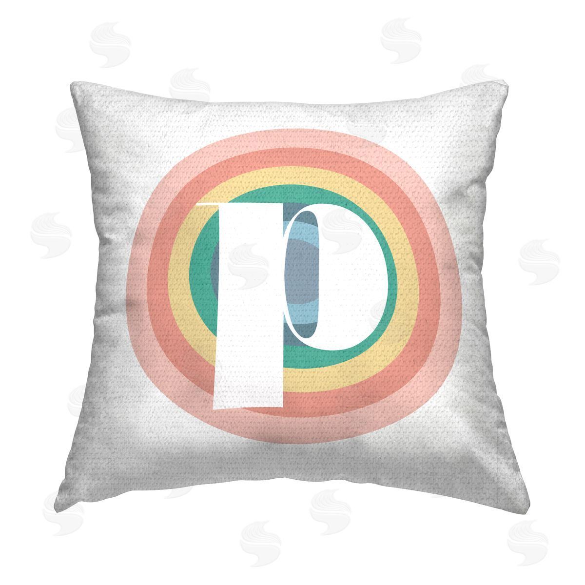 Stupell Studio Rainbow Letter P Initial Outdoor Quick-Dry Polyester Printed Throw Pillow