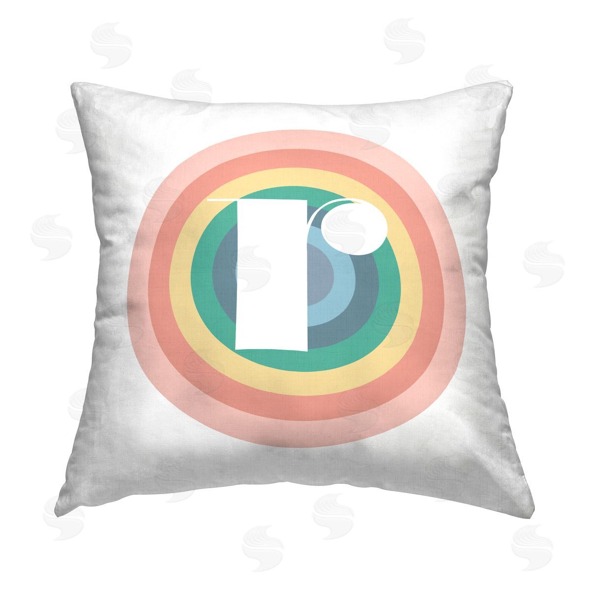 Stupell Studio Rainbow Letter R Initial Printed Plush Polyester Throw Pillow