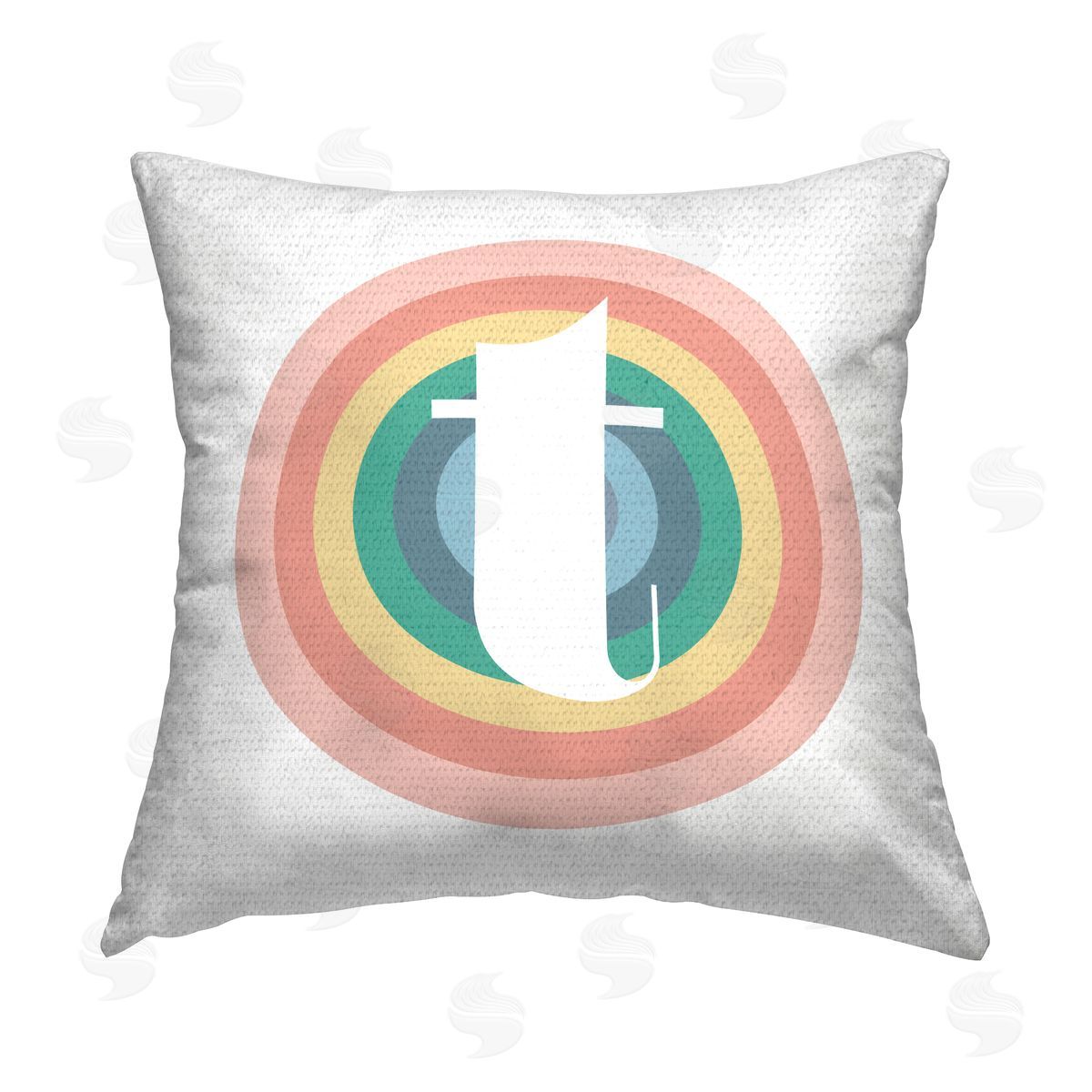 Stupell Studio Rainbow T Letter Initial Outdoor Quick-Dry Polyester Printed Throw Pillow