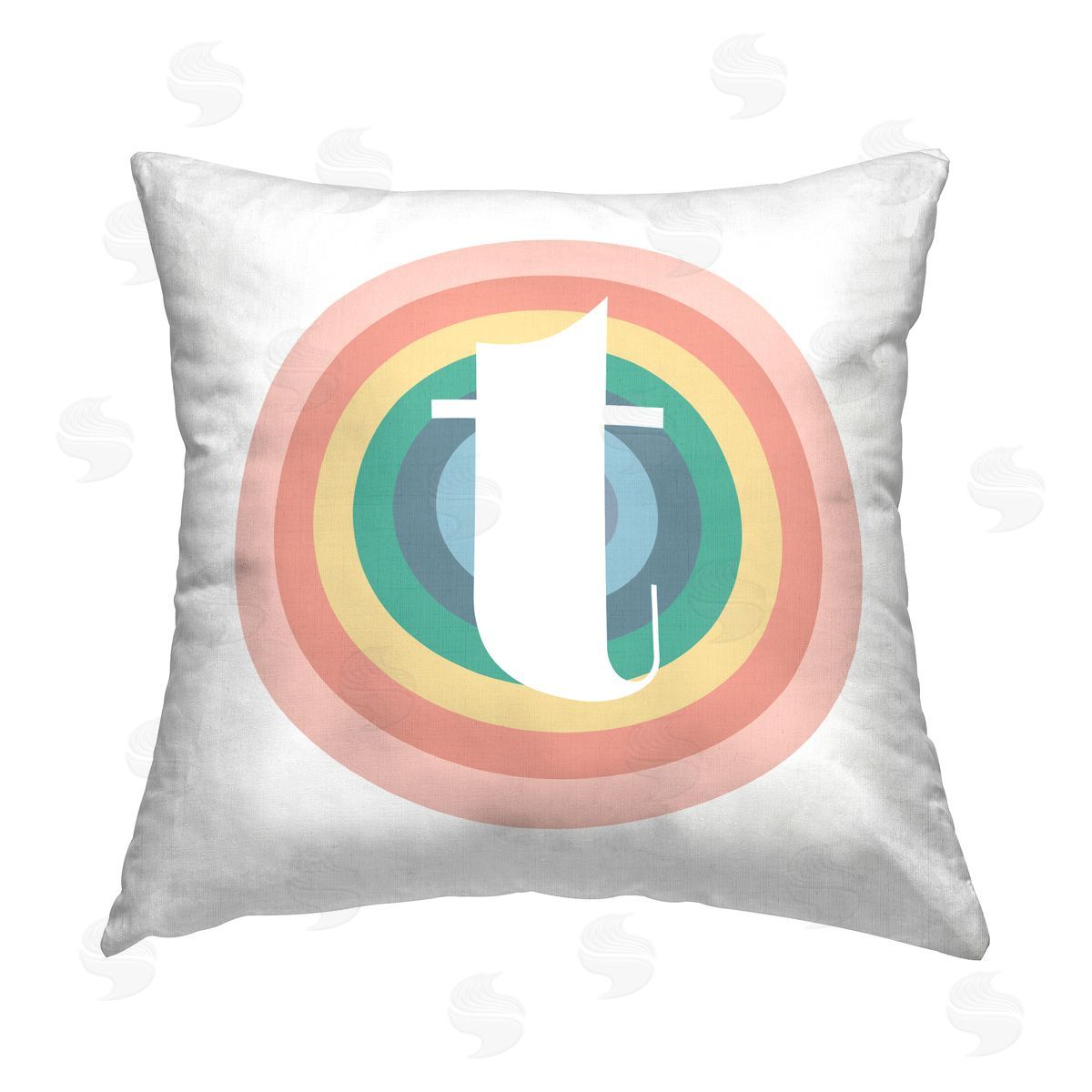Stupell Studio Rainbow T Letter Initial Printed Plush Polyester Throw Pillow