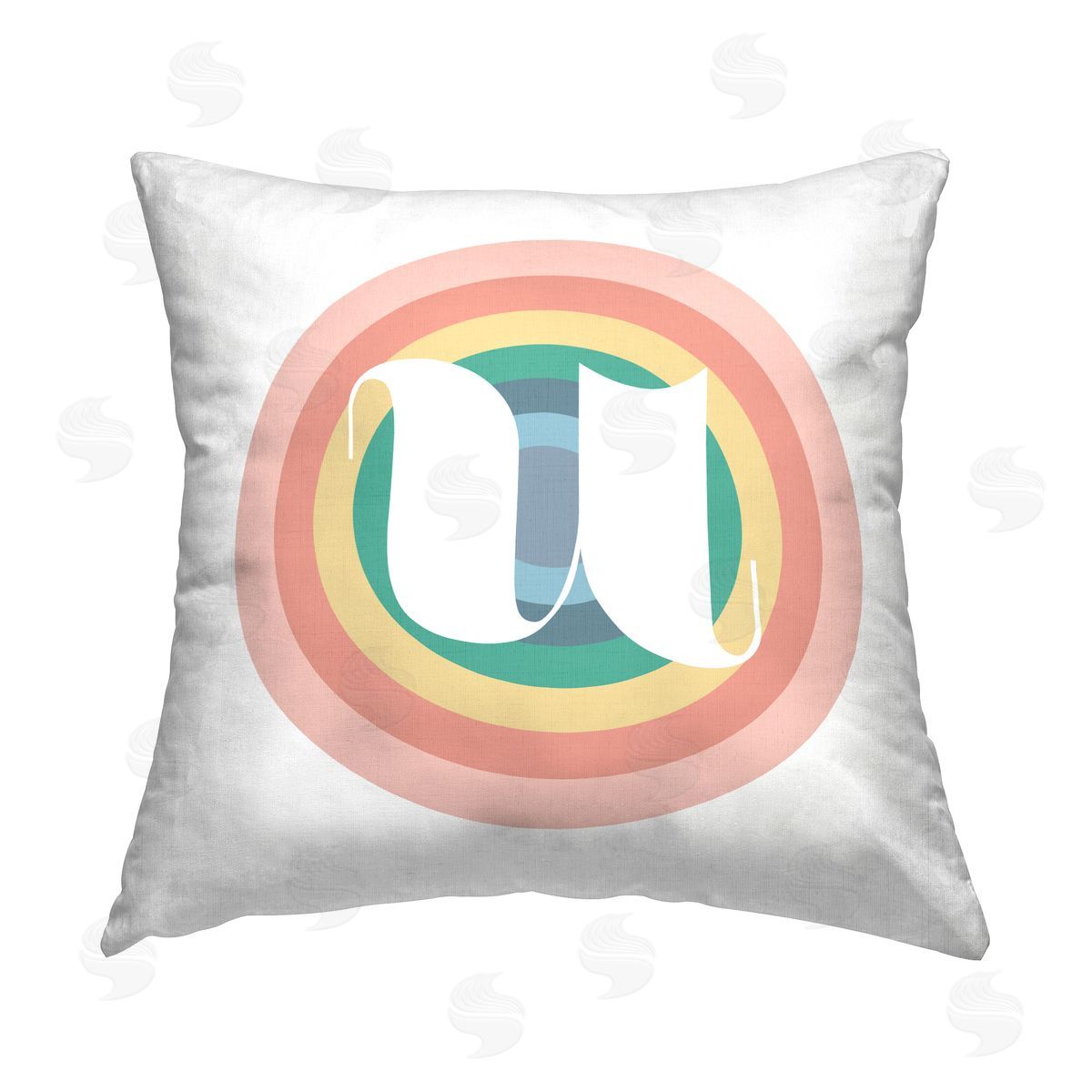 Stupell Studio Rainbow U Name Initial Printed Plush Polyester Throw Pillow