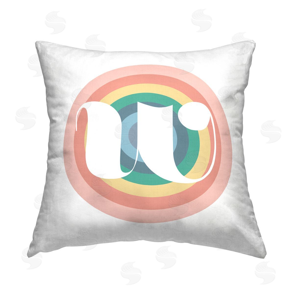 Stupell Studio Rainbow W Retro Letter Printed Plush Polyester Throw Pillow