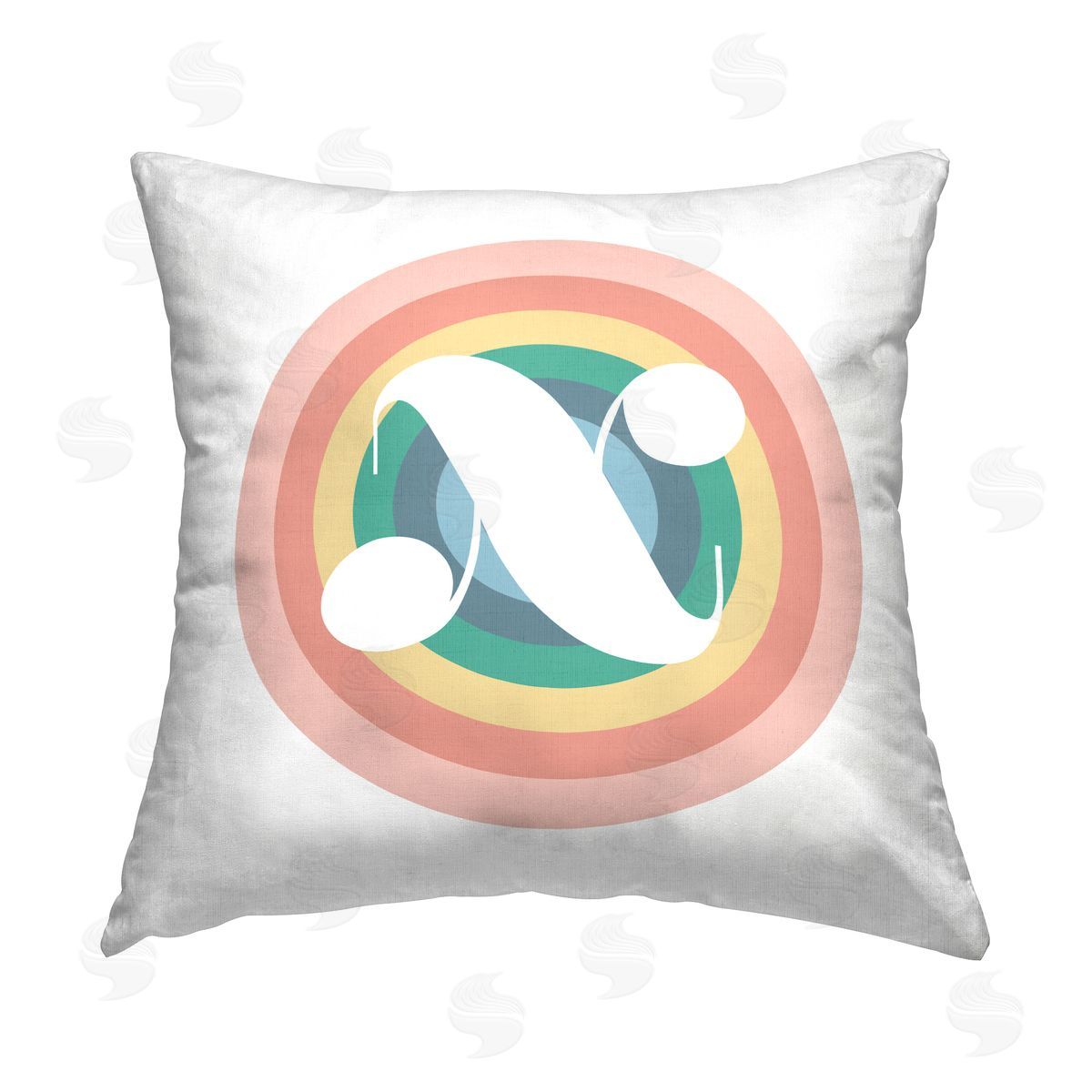 Stupell Studio Rainbow X Retro Initial Printed Plush Polyester Throw Pillow