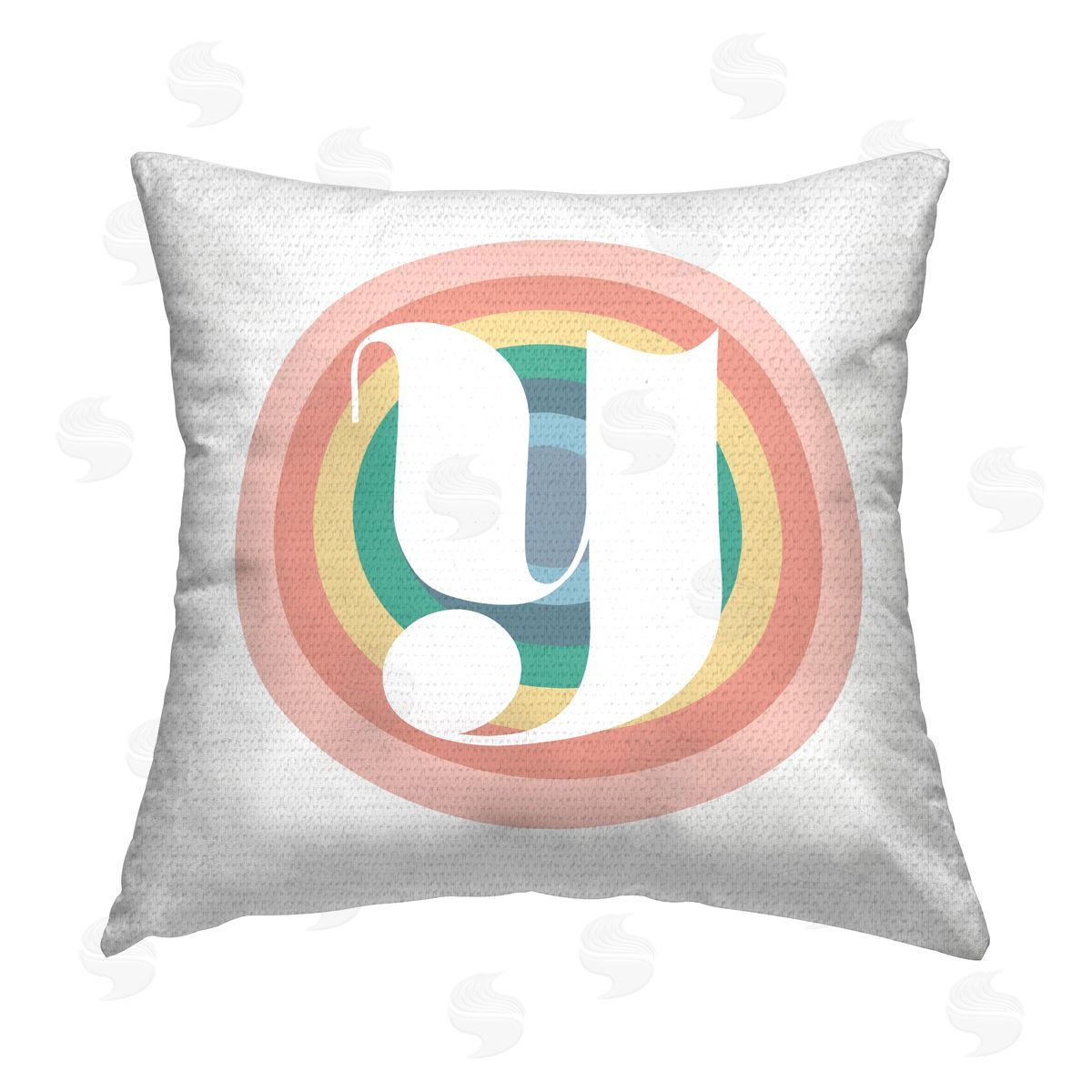 Stupell Studio Retro Rainbow Y Initial Outdoor Quick-Dry Polyester Printed Throw Pillow