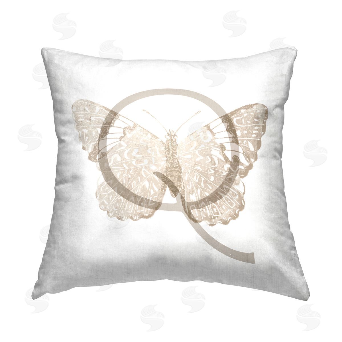 Stupell Studio Letter Q Name Initial Printed Plush Polyester Throw Pillow