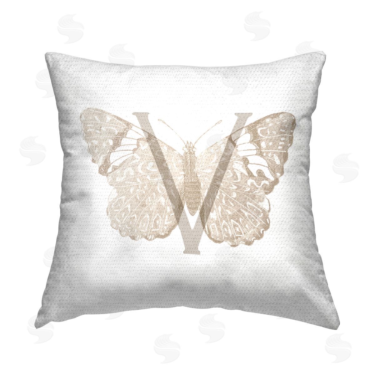 Stupell Studio V Name Initial Butterfly Outdoor Quick-Dry Polyester Printed Throw Pillow