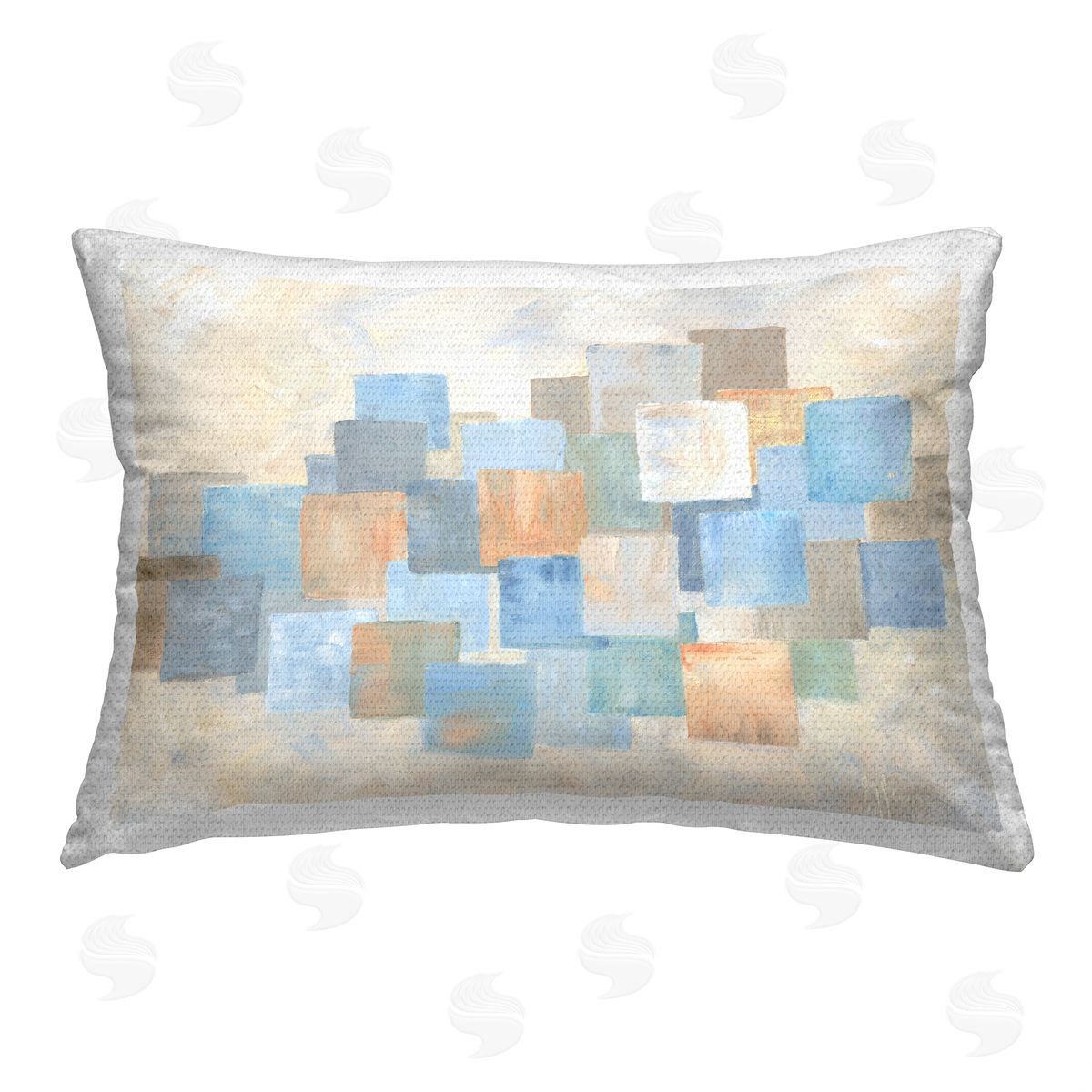 Georgia Janisse Blue Squares Abstract Outdoor Quick-Dry Polyester Printed Throw Pillow
